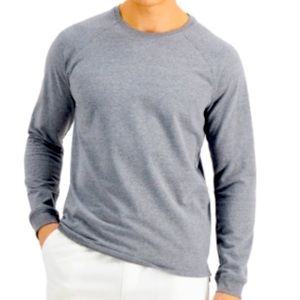 Alfani Men's Moisture-Wicking Pajama Sweatshirt, Oxford Heather Grey, Sz: Medium